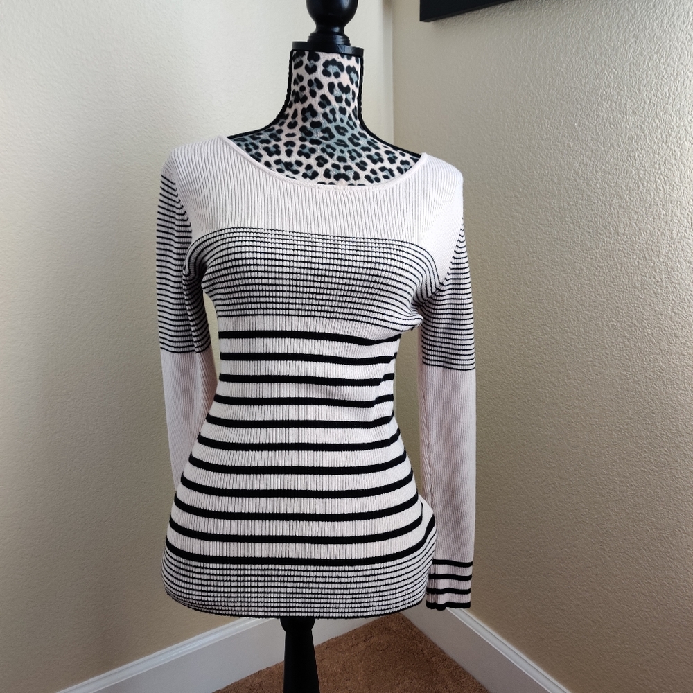 Fate cream & black striped sweater